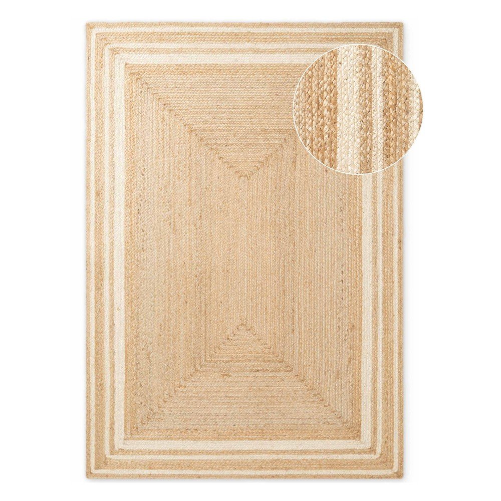 Krémszínű-natúr színű kétoldalas-kézi szövésű juta szőnyeg 160x230 cm Jutta – Hanse Home