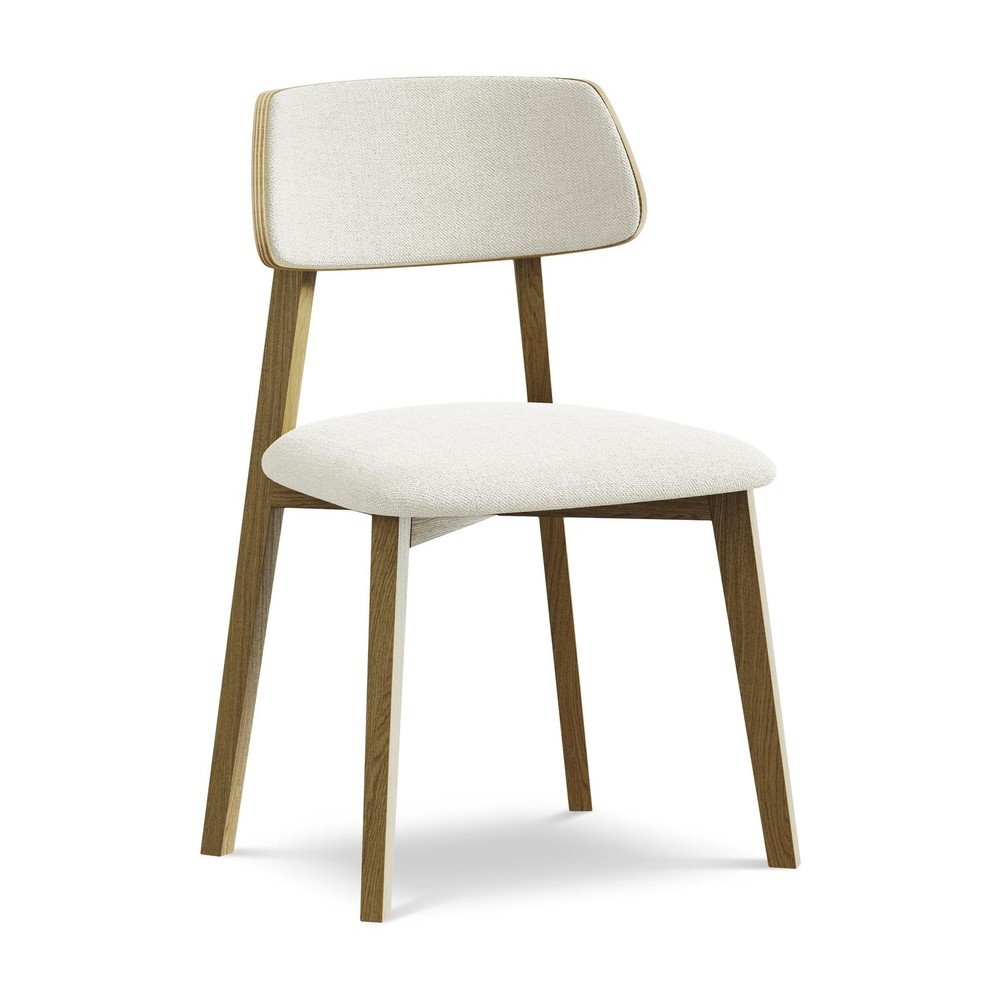 Krémszínű tömörfa étkezőszék Niu – Makamii