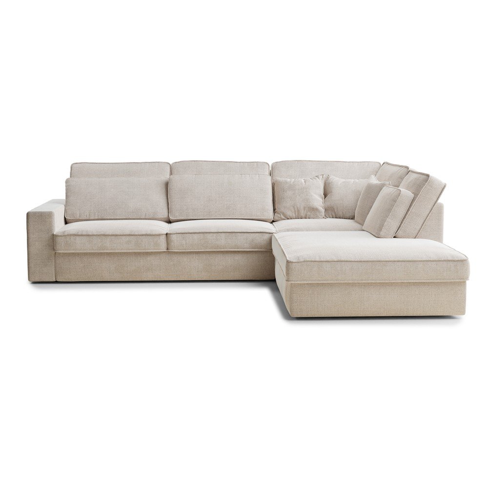 Krémszínű zsenília sarokkanapé (jobb oldali-L alakú) Kirou – Maison de Rêve