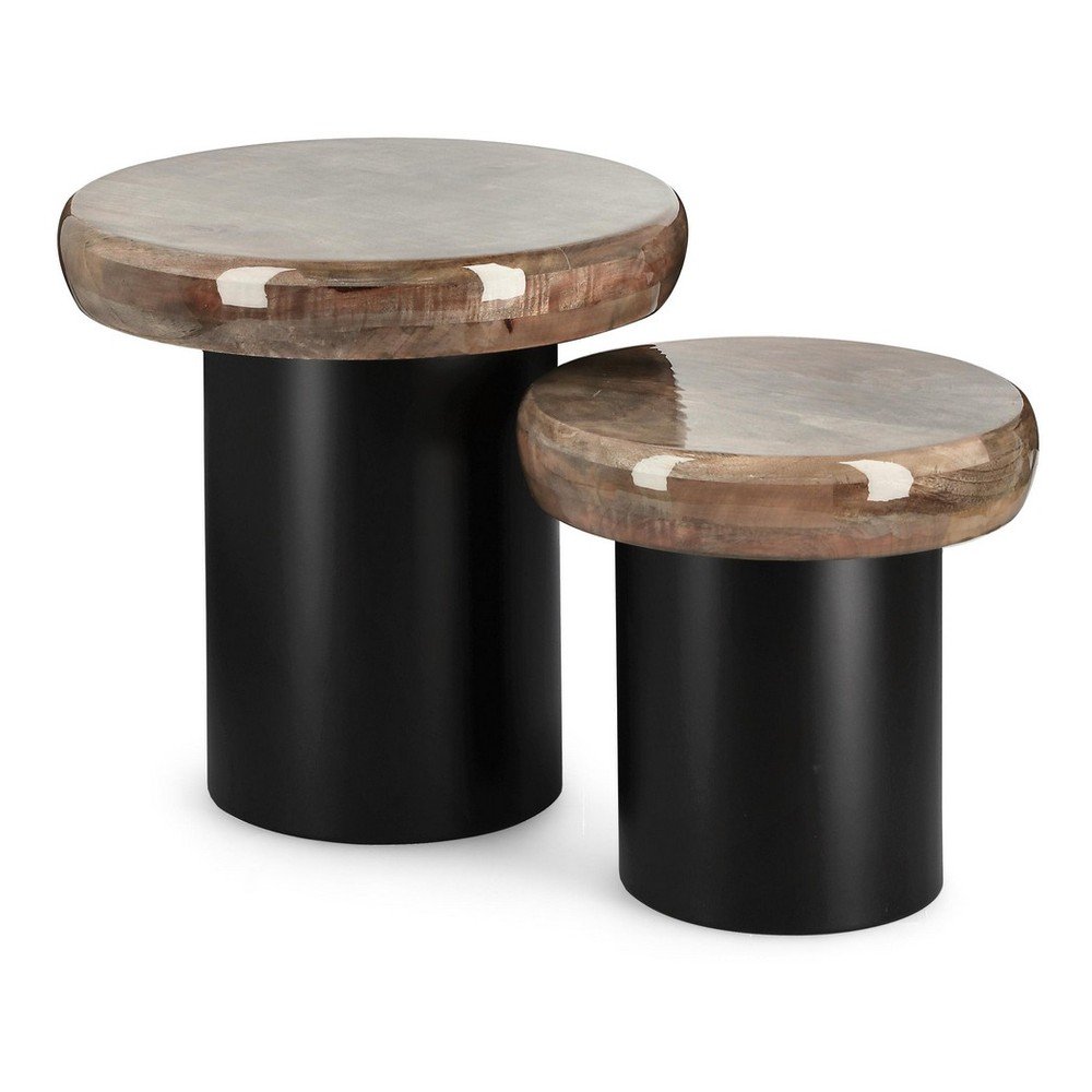 Mangófa kerek tárolóasztal szett 2 db-os ø 45 cm Talin – Bizzotto