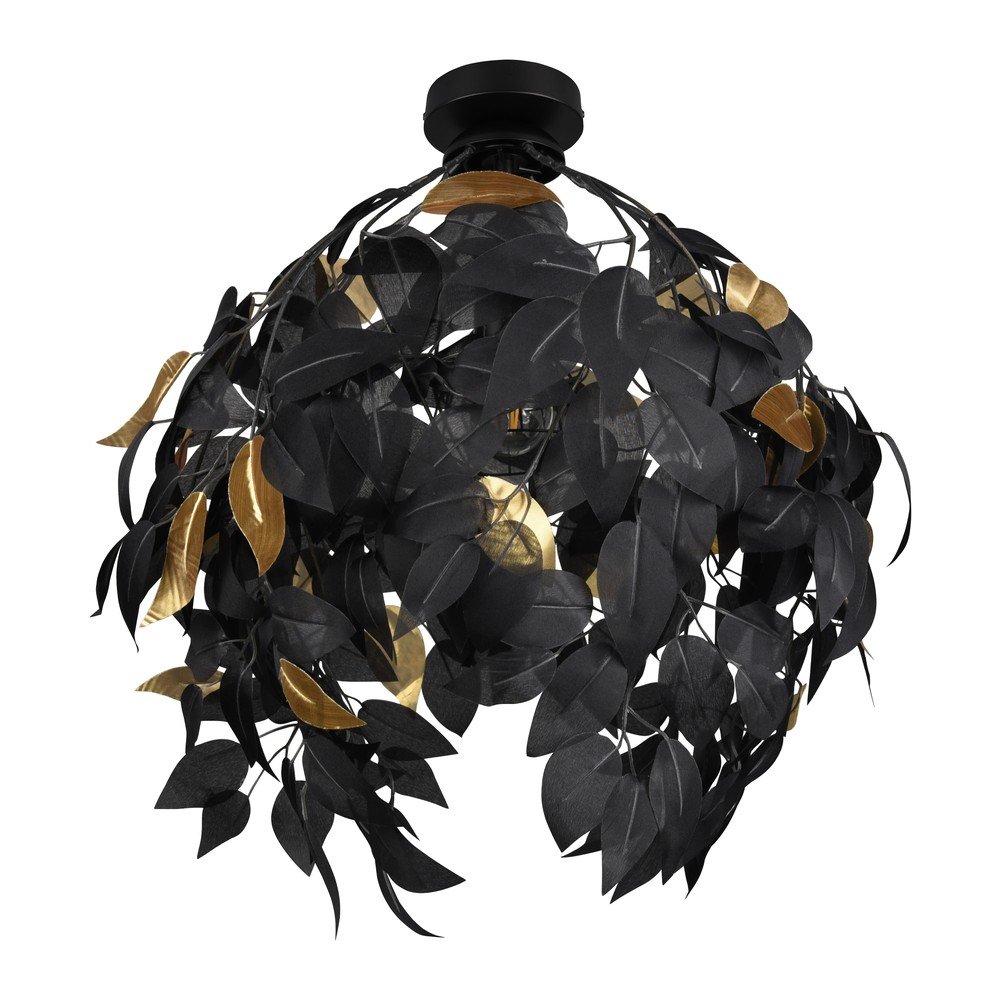 Matt fekete fém mennyezeti lámpa műanyag búrával ø 38 cm Leavy – Reality