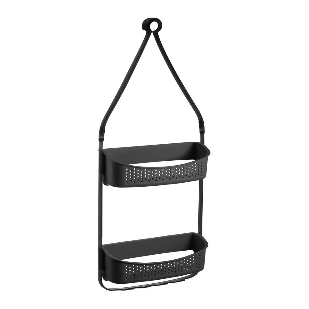 Matt fekete függő műanyag fürdőszobai polc Vesper – douceur d'intérieur