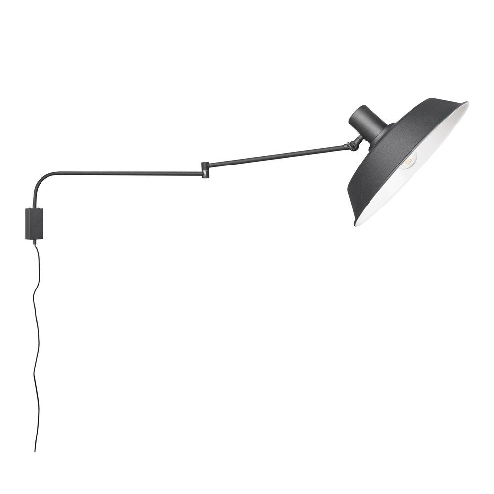 Matt fekete konnektorhoz csatlakoztatható fali lámpa hajlítható szerkezettel ø 35