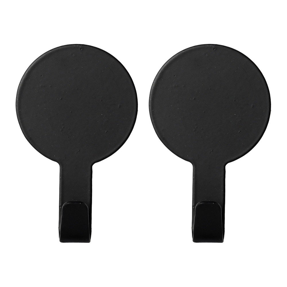 Matt fekete öntapadós fém akasztó szett 2 db-os Fixeo – douceur d'intérieur