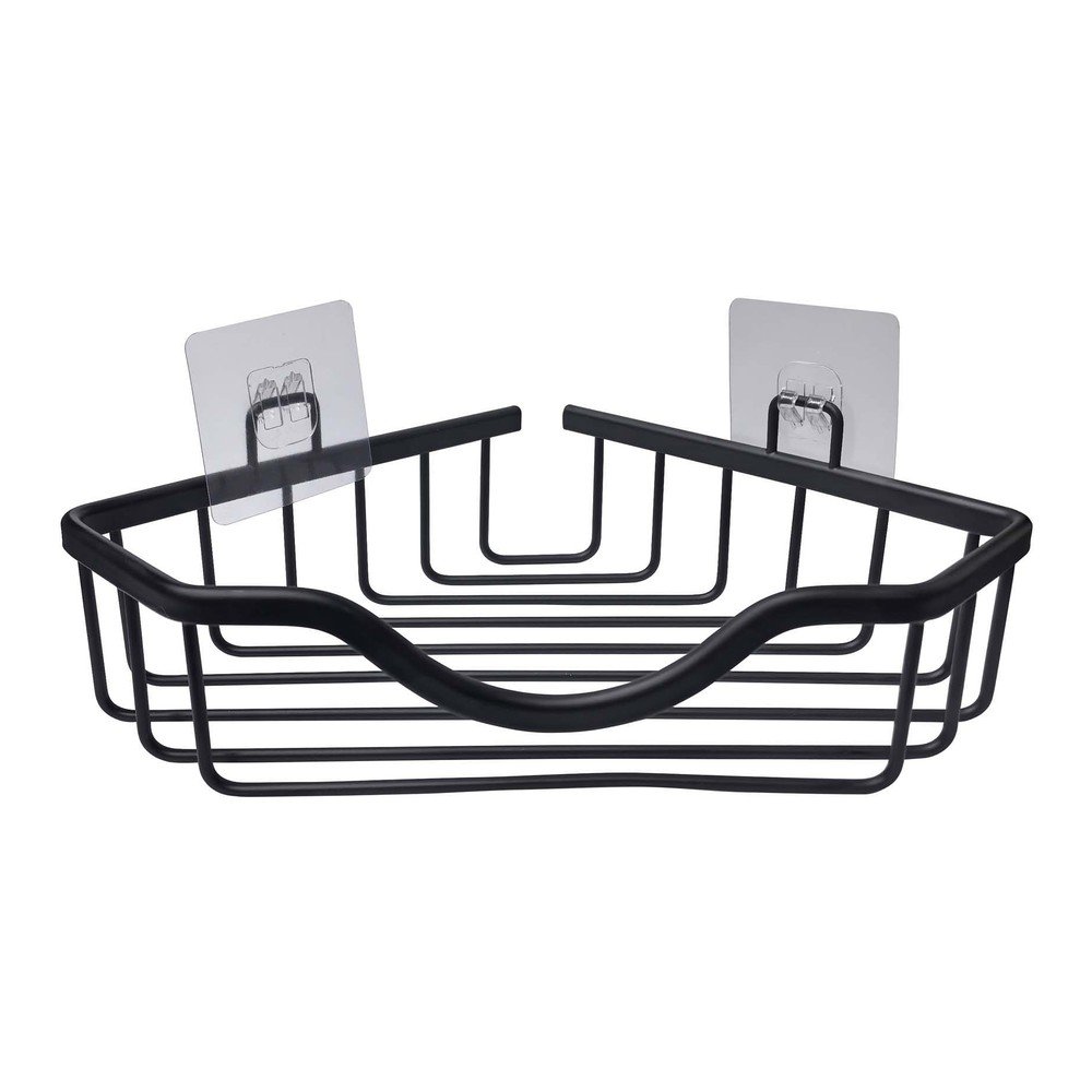 Matt fekete öntapadós-sarok alumínium fürdőszobai polc Filaire Aluminium – douceur d'intérieur