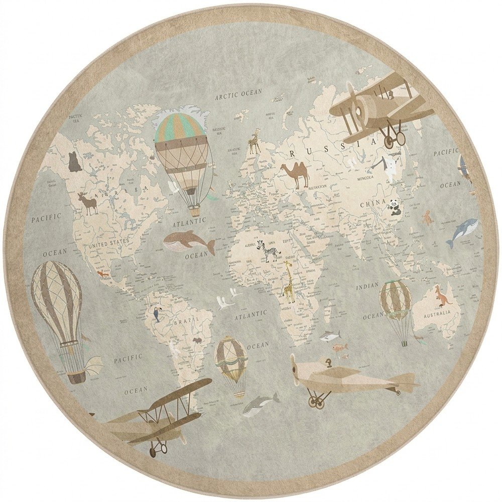 Mosható gyerek játszószőnyeg ø100 cm Vintage World – Mila Home