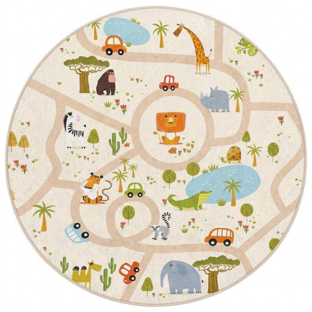 Mosható gyerek játszószőnyeg ø120 cm Savana Ride – Mila Home