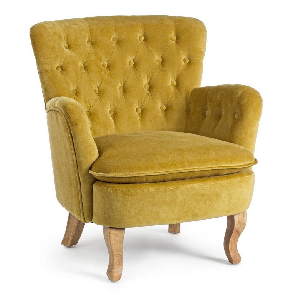 Mustársárga bársony fotel Orlins – Bizzotto