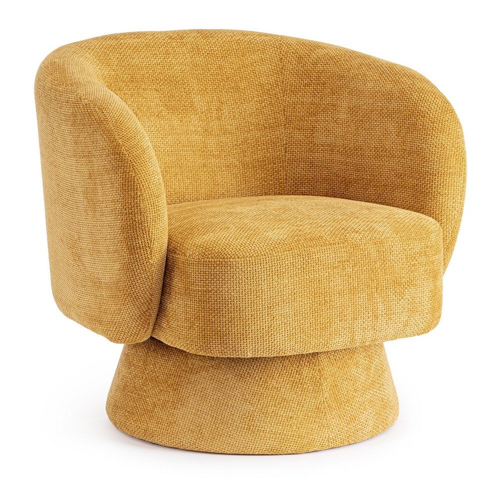 Mustársárga forgó zsenília fotel Julienne – Bizzotto