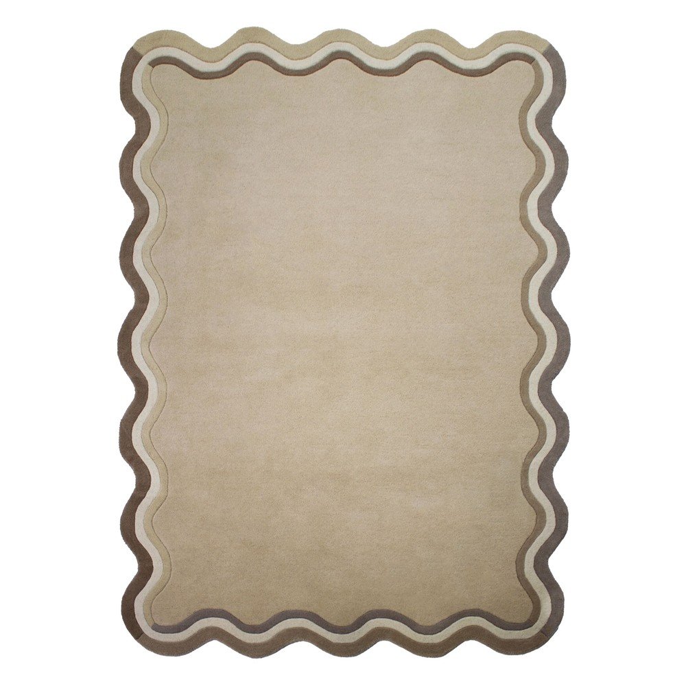 Natúr színű kézi szövésű gyapjú szőnyeg 200x290 cm Leo Scallop – Flair Rugs