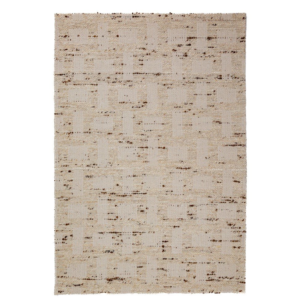 Natúr színű kézi szövésű gyapjúkeverék szőnyeg 140x200 cm Rova Blend – Flair Rugs