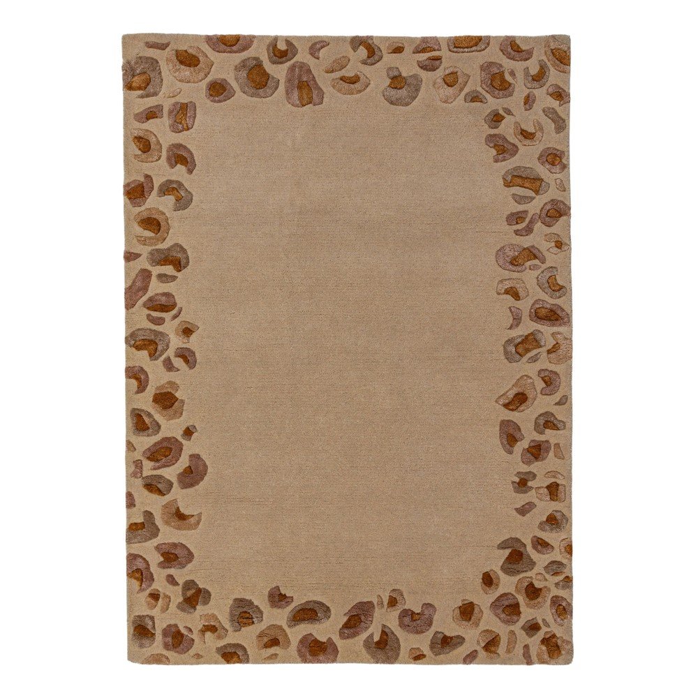 Natúr színű kézi szövésű gyapjúkeverék szőnyeg 160x230 cm Leopard Frame – Flair Rugs