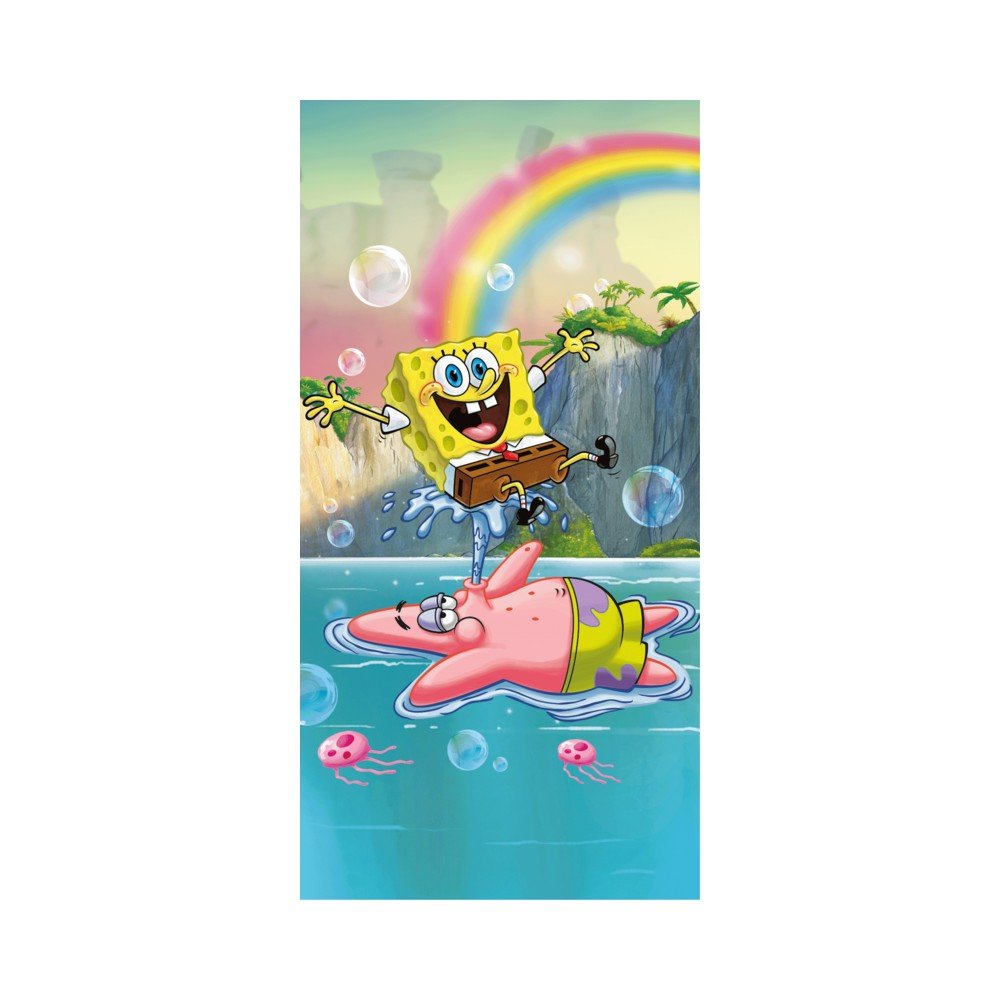 Pamut gyerek fürdőlepedő 70x140 cm Sponge Bob "Tropical Duo" – Jerry Fabrics