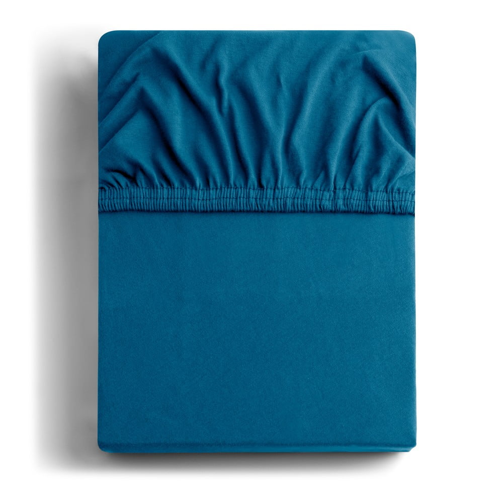 Petróleum színű gumis jersey lepedő 160x200 cm Amber – Restilo