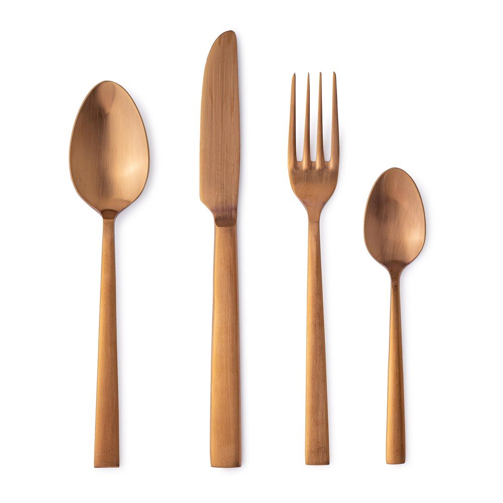 Rézszínű rozsdamentes acél négyszemélyes evőeszköz készlet 16 db-os Hestia – Bizzotto