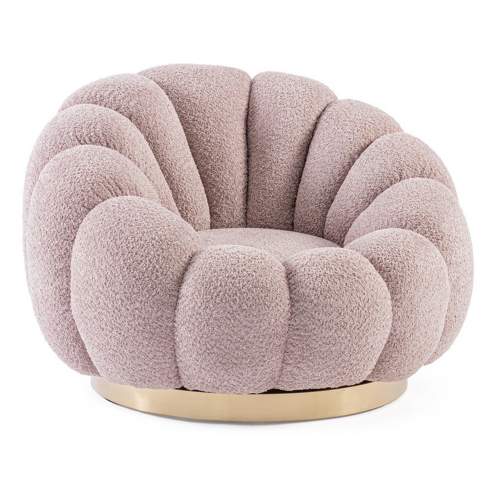 Rózsaszín forgó buklé fotel Florel – Bizzotto