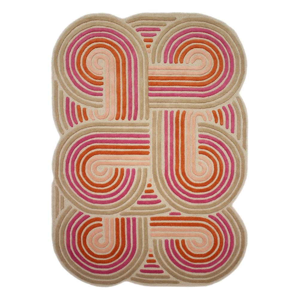 Rózsaszín kézi szövésű gyapjú szőnyeg 160x230 cm Spiral Shaped  – Flair Rugs