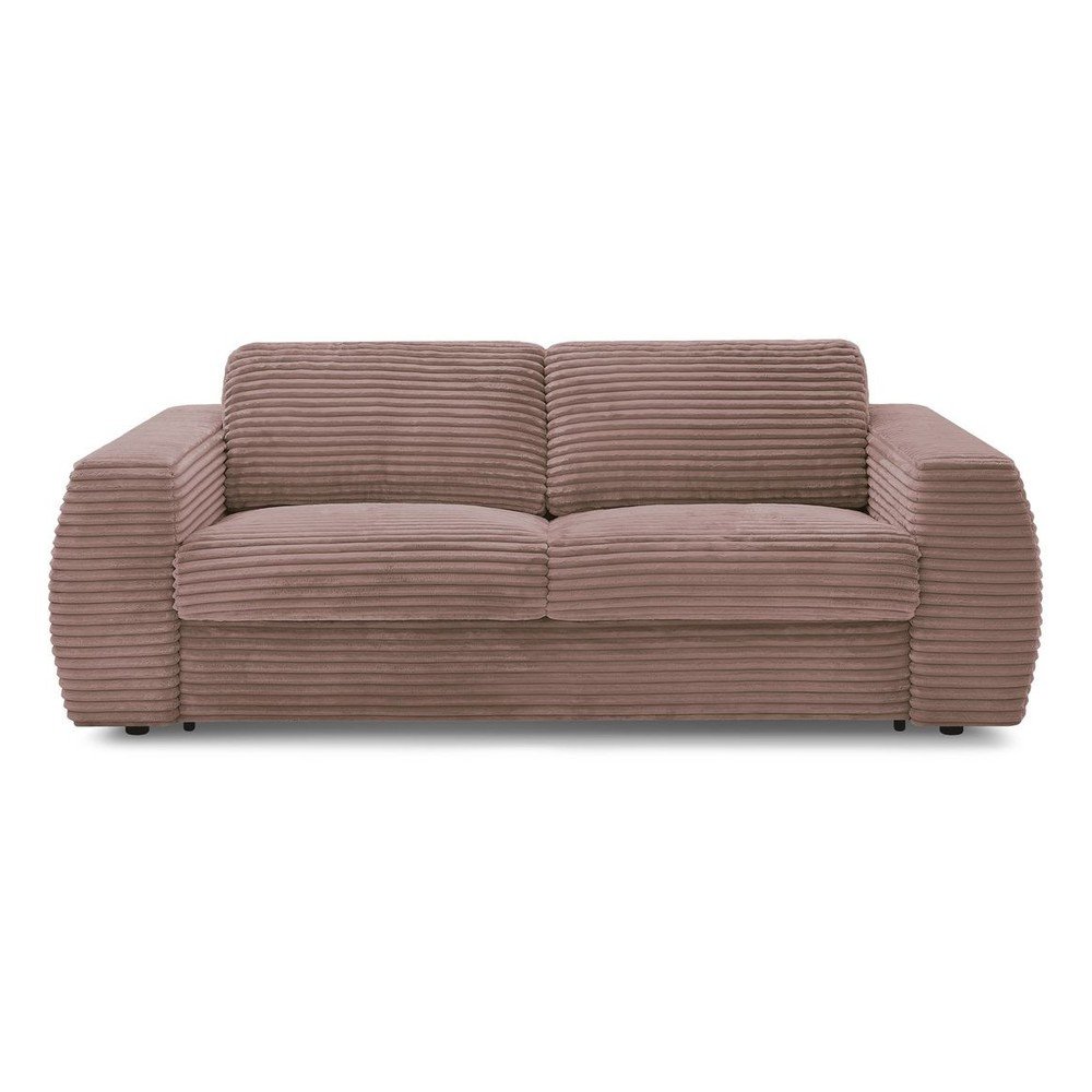 Rózsaszín kordbársony kanapé mindennapos alvásra-kinyitható 240 cm Hugo – Bobochic Paris