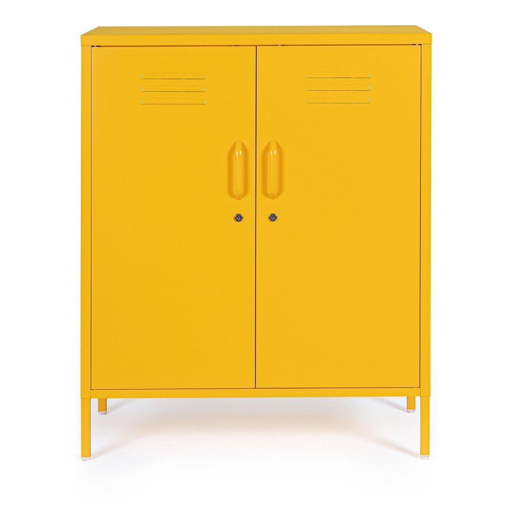 Sárga fém zárható szekrény 80x101