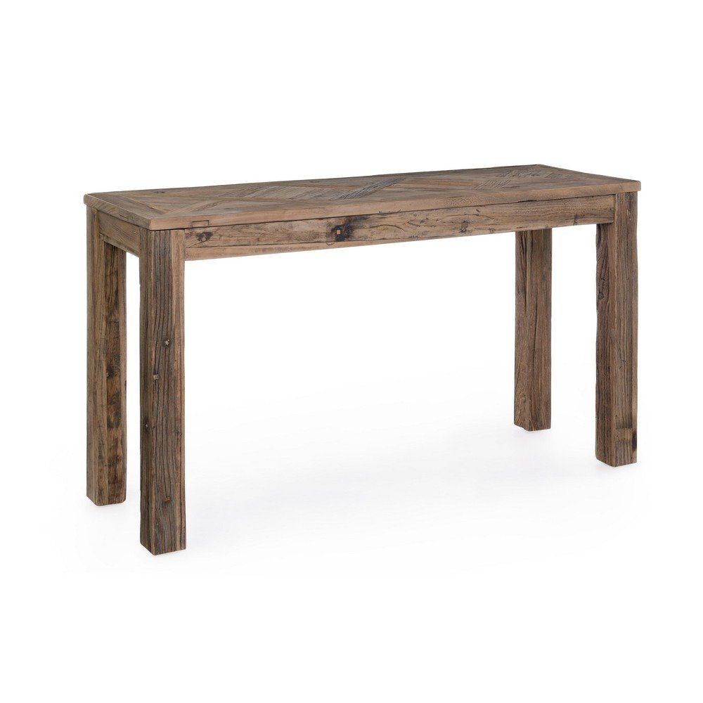 Sötét natúr színű újrahasznosított fa konzolasztal 45x140 cm Kaily – Bizzotto