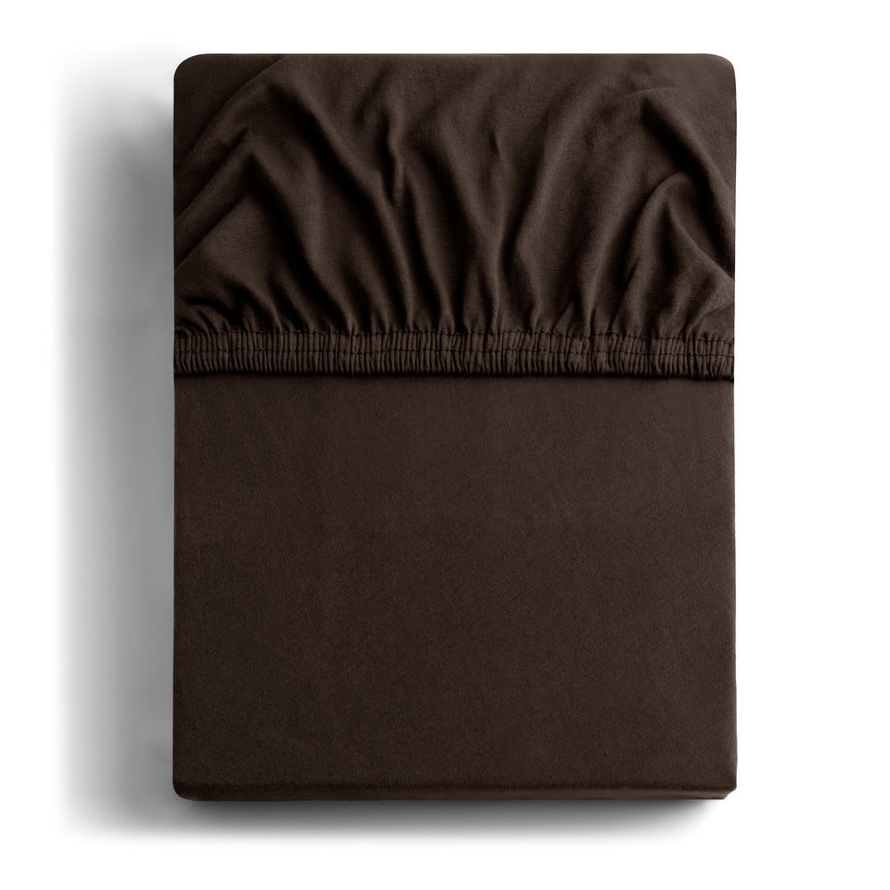 Sötétbarna gumis jersey lepedő 120x200 cm Amber – Restilo