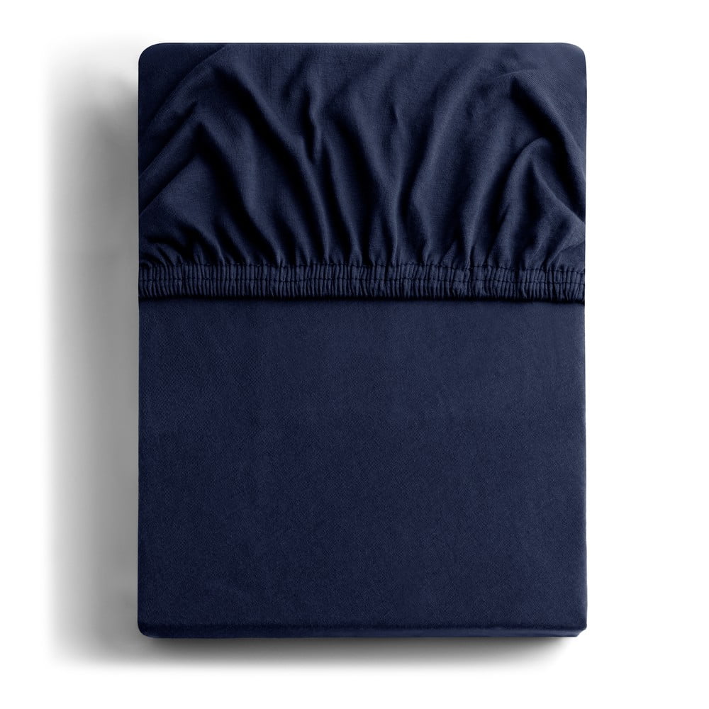 Sötétkék gumis jersey lepedő 200x200 cm Amber – Restilo