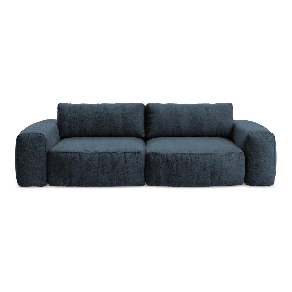 Sötétkék zsenília kinyitható kanapé 275 cm Kuki – Makamii