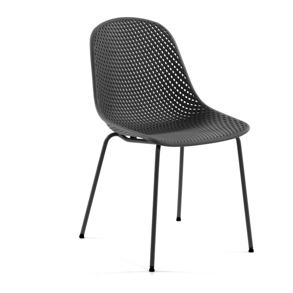 Sötétszürke fém kerti szék Quinby – Kave Home