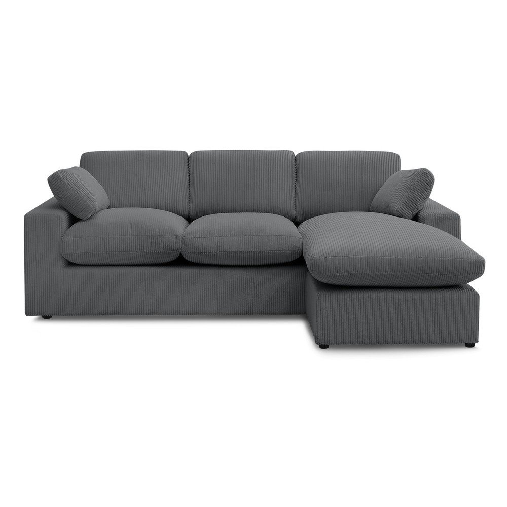 Sötétszürke kordbársony sarokkanapé Belair – Bobochic Paris