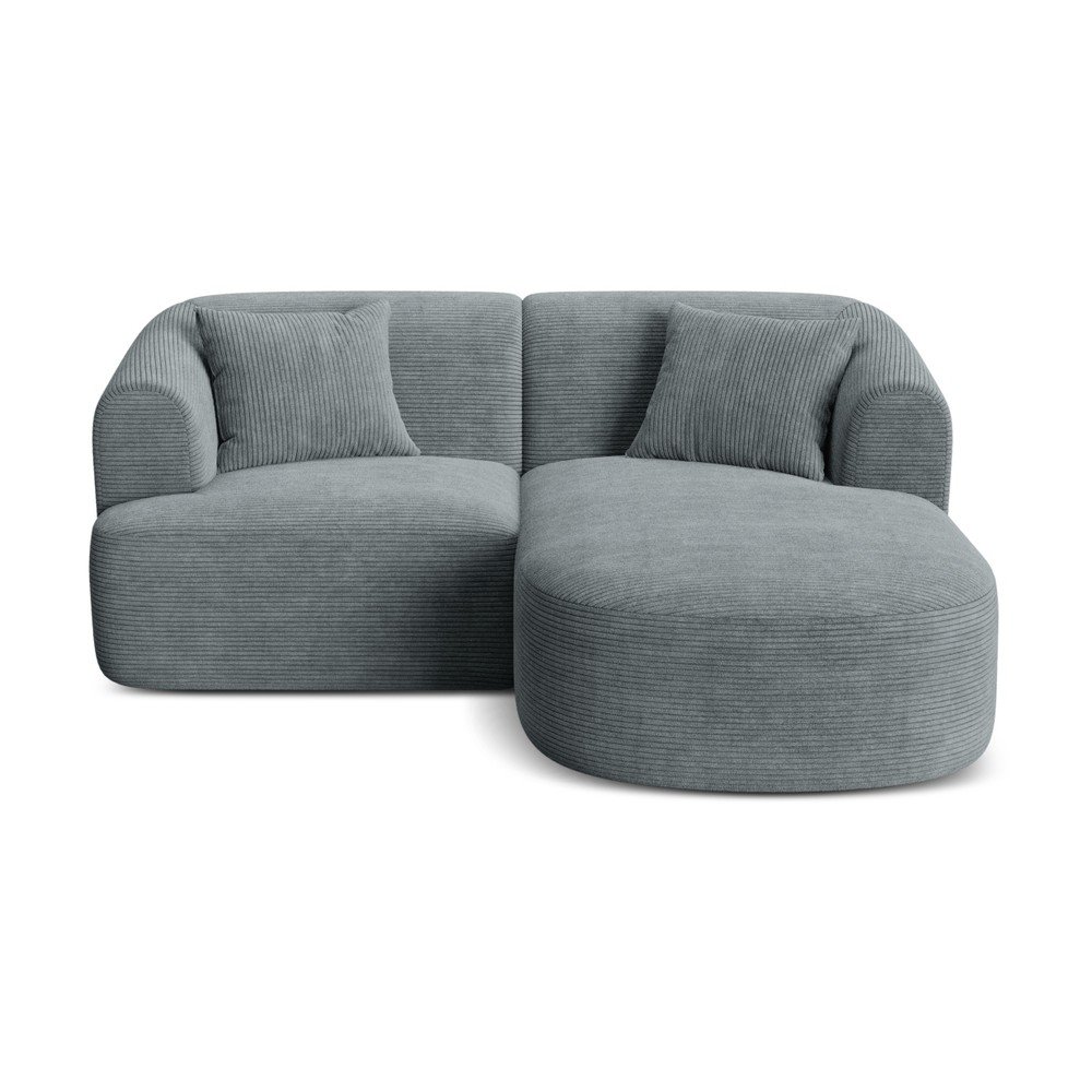 Sötétszürke kordbársony sarokkanapé (jobb oldali-heverő résszel) Campi – Cosmopolitan Design