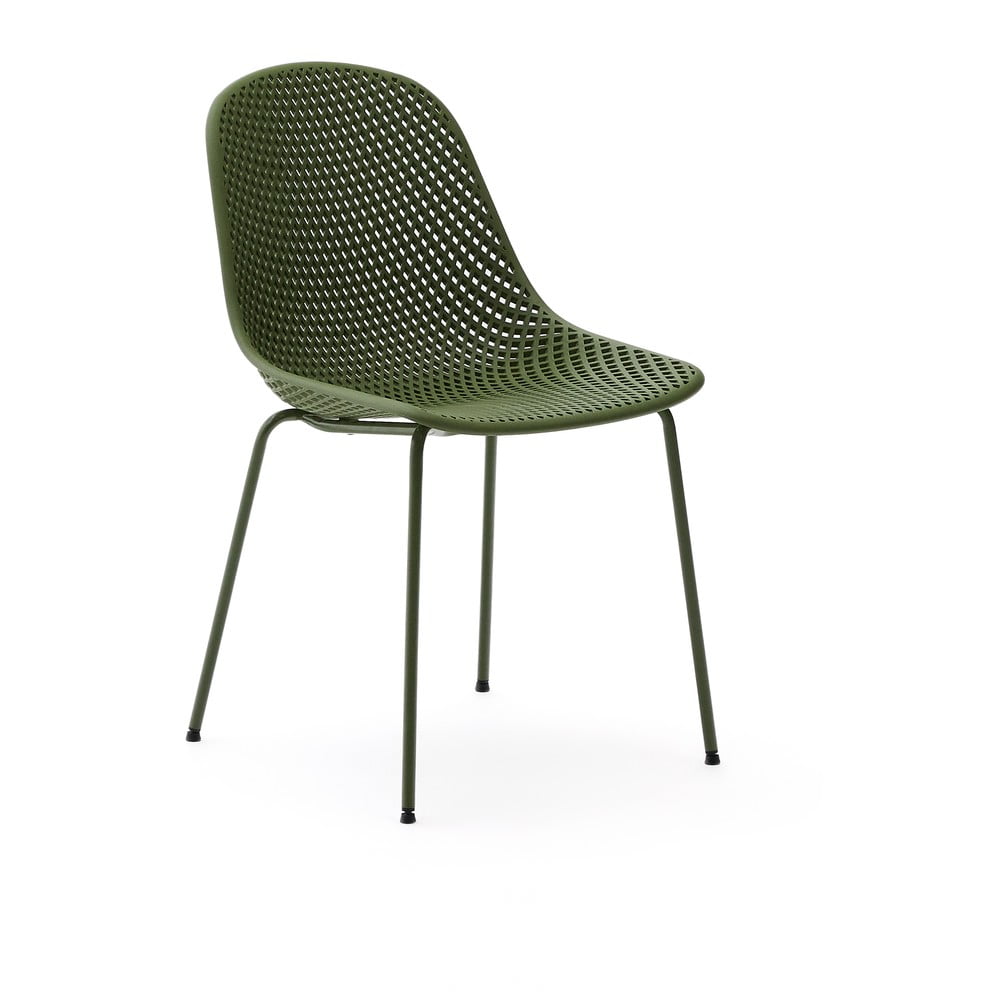 Sötétzöld fém kerti szék Quinby – Kave Home