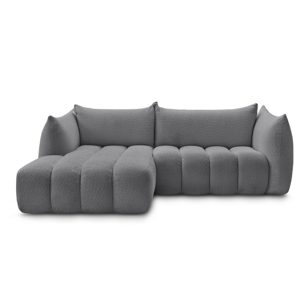 Szürke buklé sarokkanapé (bal oldali-heverő résszel) Azra – Bobochic Paris