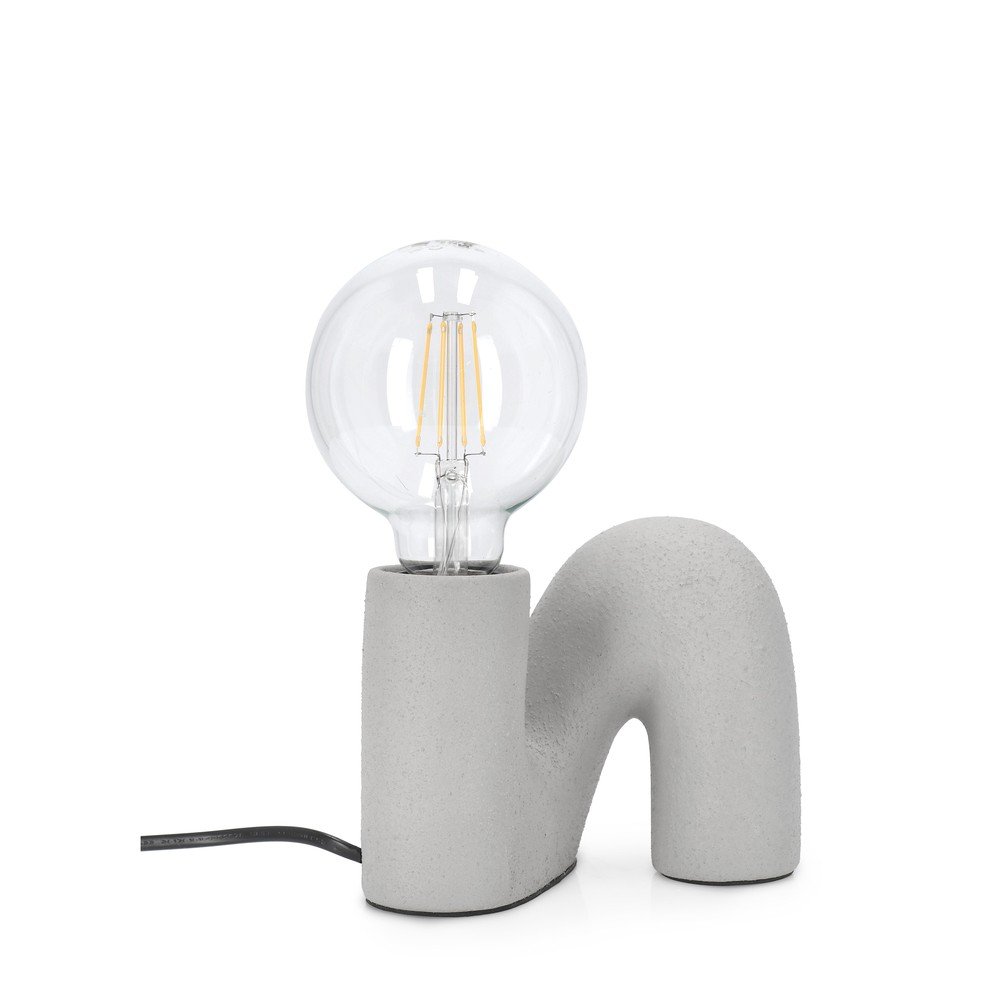 Szürke kerámia asztali lámpa üveg búrával (magasság 12