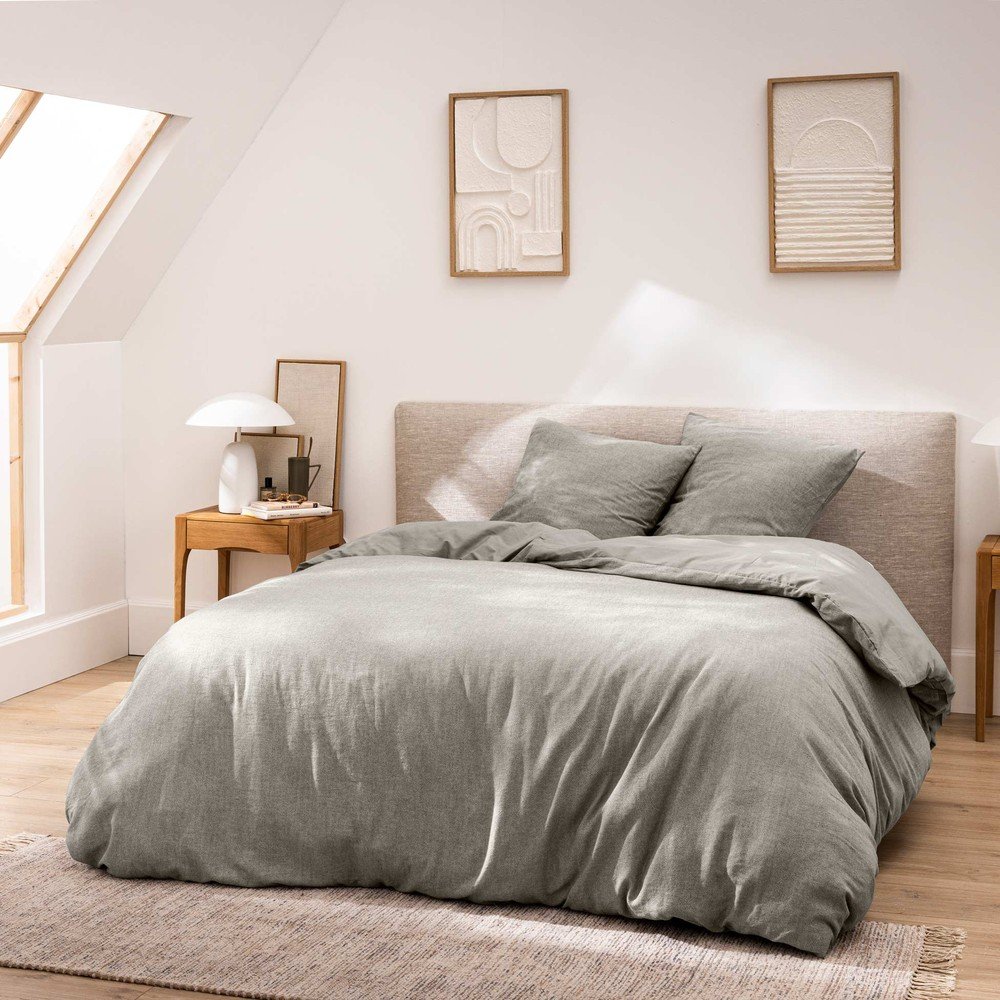 Szürke kétszemélyes-hosszabbított háromrészes pamut ágyneműhuzat 240x220 cm Meline – douceur d'intérieur