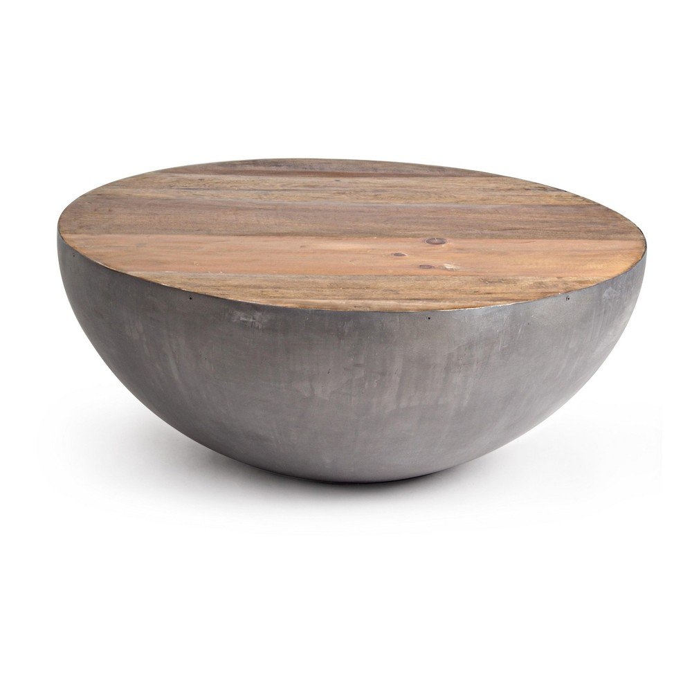 Szürke-natúr színű fém kerek dohányzóasztal ø 90 cm Lancaster – Bizzotto