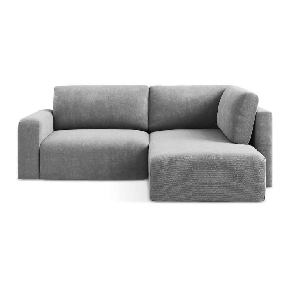 Szürke zsenília kinyitható-tárolóhelyes sarokkanapé (jobb oldali-L alakú) Kona – Makamii