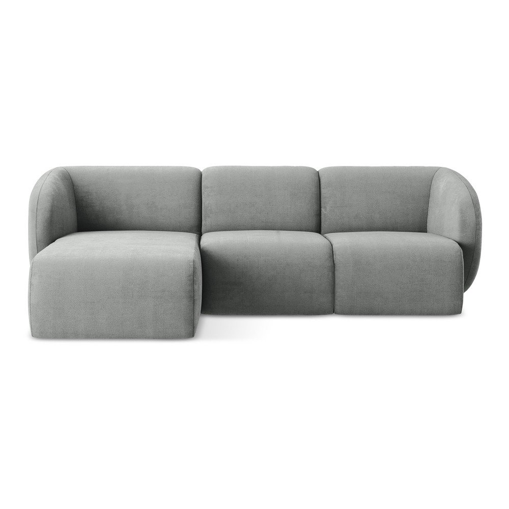 Szürke zsenília sarokkanapé (bal oldali-heverő résszel) Lani – Makamii