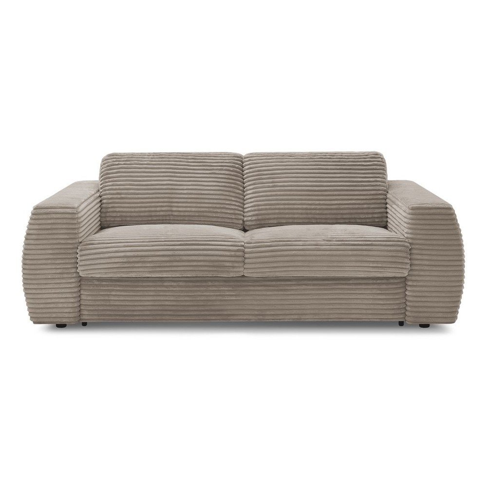 Szürkésbarna kordbársony kanapé mindennapos alvásra-kinyitható 220 cm Hugo – Bobochic Paris