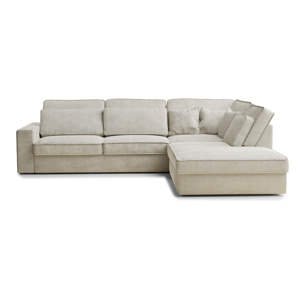 Szürkésbézs zsenília sarokkanapé (jobb oldali-L alakú) Kirou – Maison de Rêve