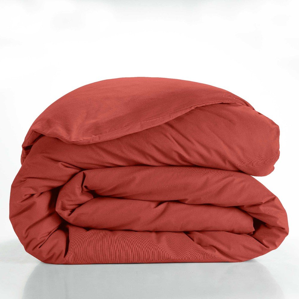 Téglavörös kétszemélyes-hosszabbított pamut paplanhuzat 240x220 cm Lina – douceur d'intérieur