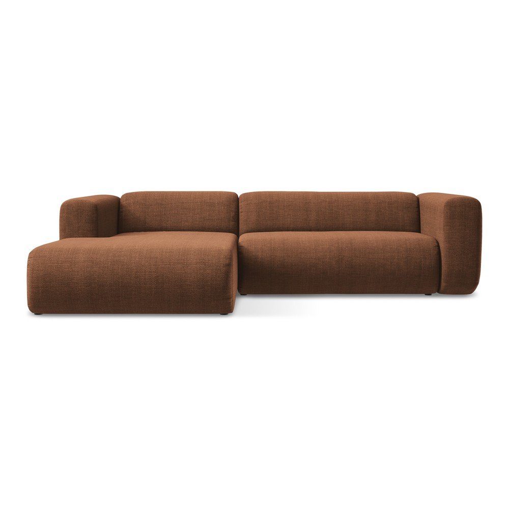 Terrakotta színű sarokkanapé (bal oldali-heverő résszel) Ekahi – Makamii