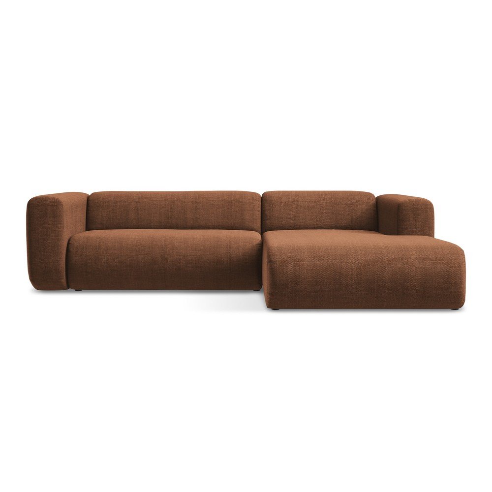 Terrakotta színű sarokkanapé (jobb oldali-heverő résszel) Ekahi – Makamii