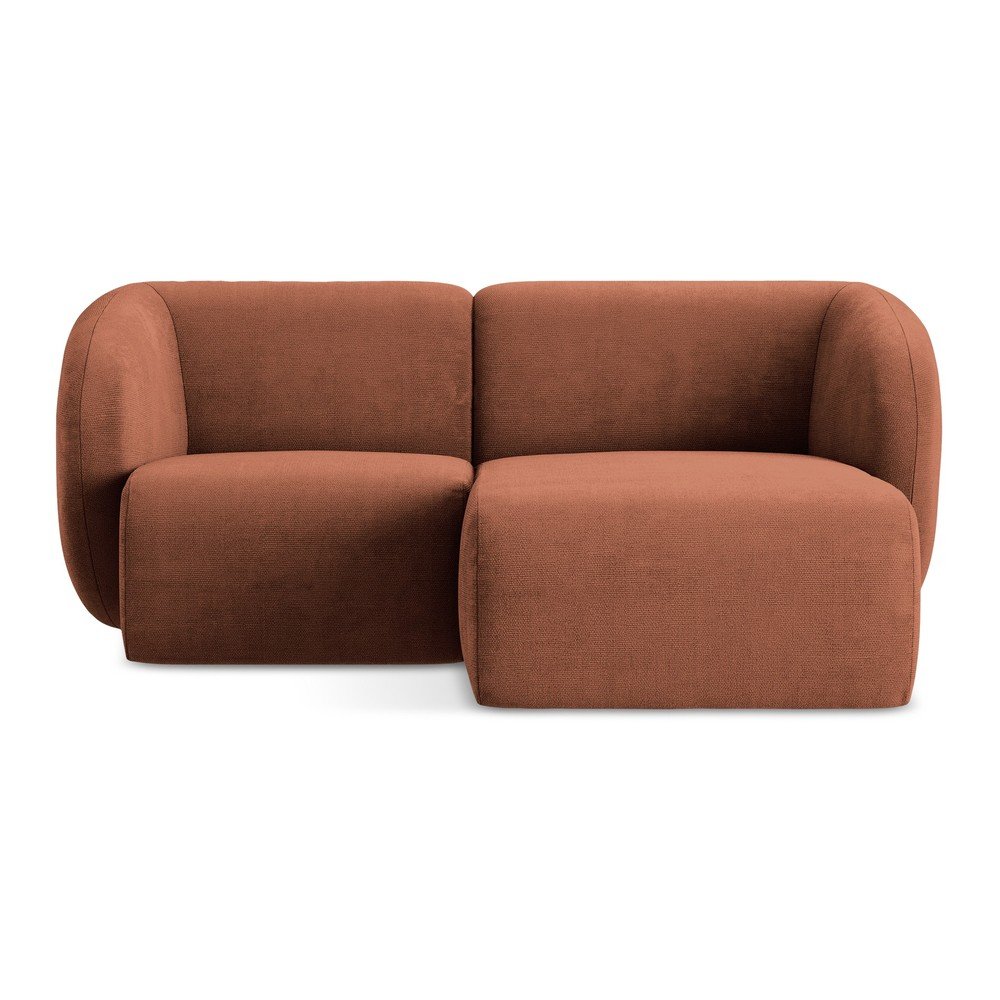 Terrakotta színű zsenília sarokkanapé (jobb oldali-heverő résszel) Lani – Makamii