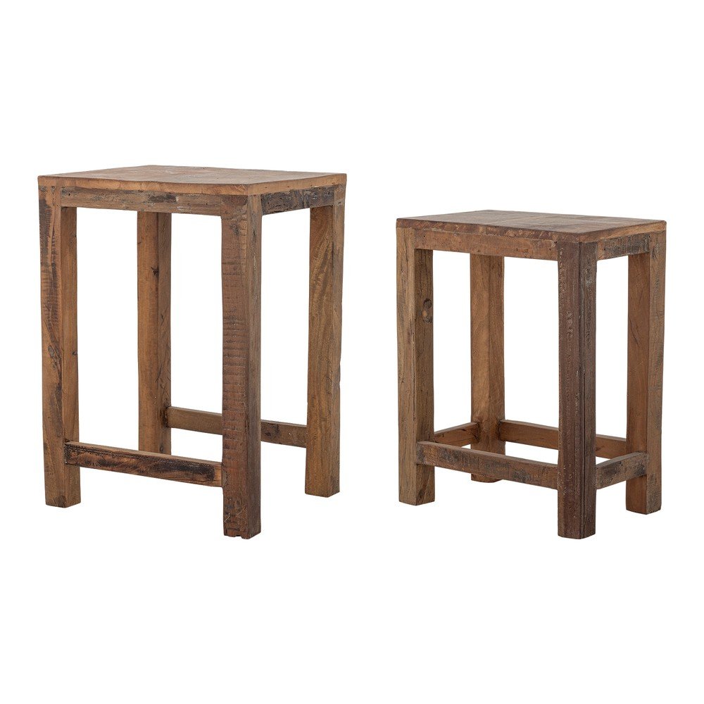 Újrahasznosított fa tárolóasztal szett 2 db-os 40x36 cm Galen – Bloomingville