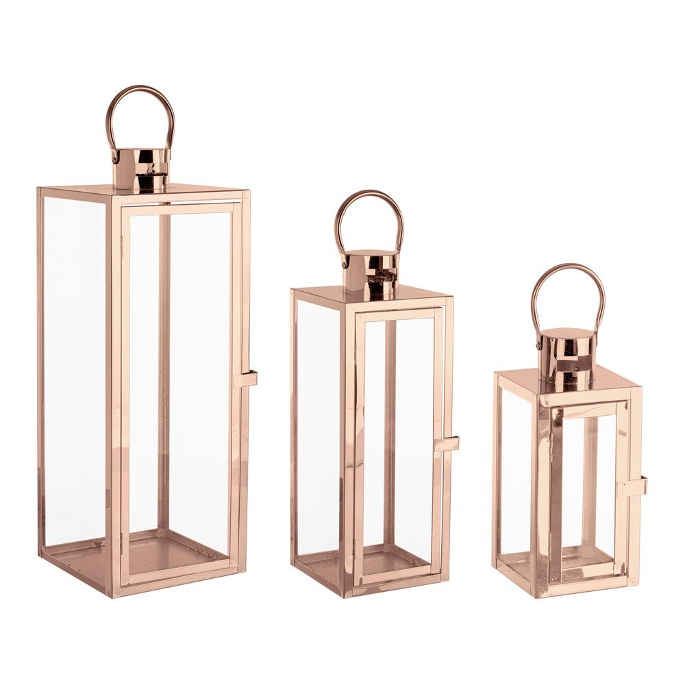 Üveg-rozsdamentes acél lámpás 3 db-os (magasság 50