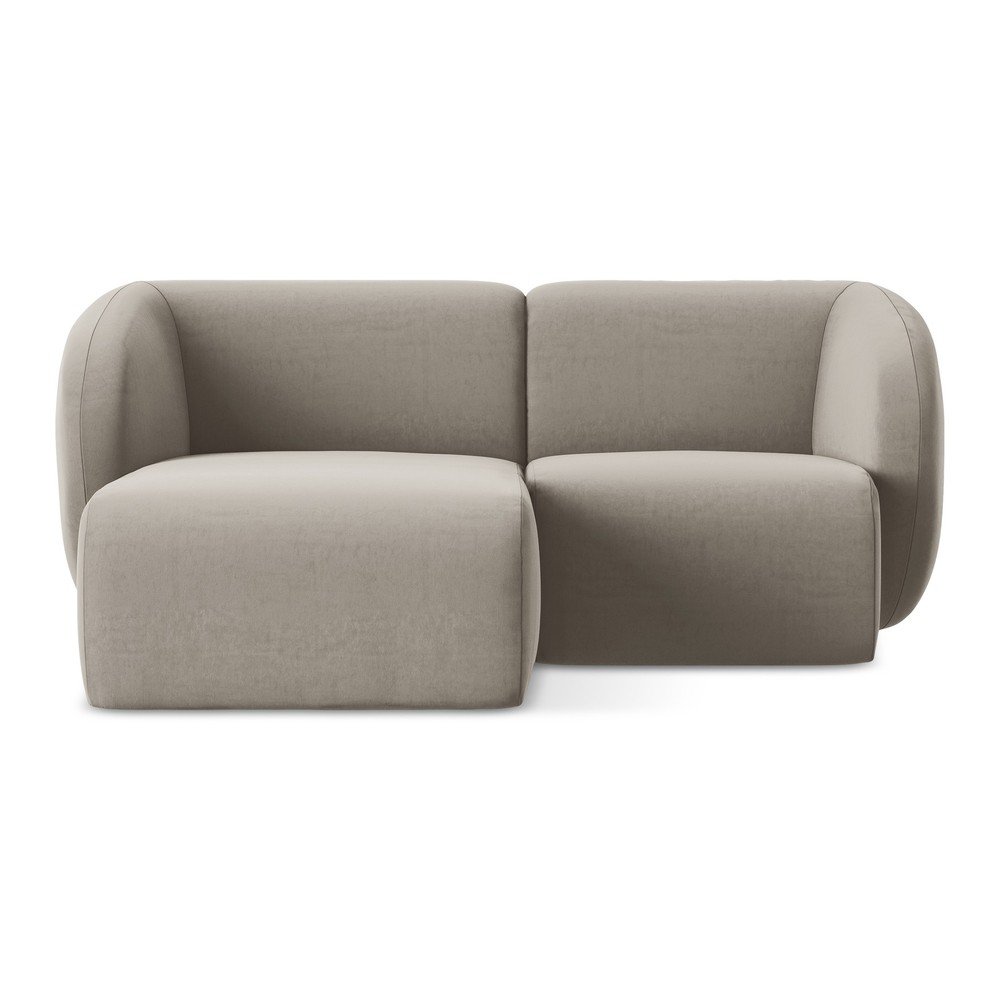 Világosbarna bársony sarokkanapé (bal oldali-heverő résszel) Lani – Makamii