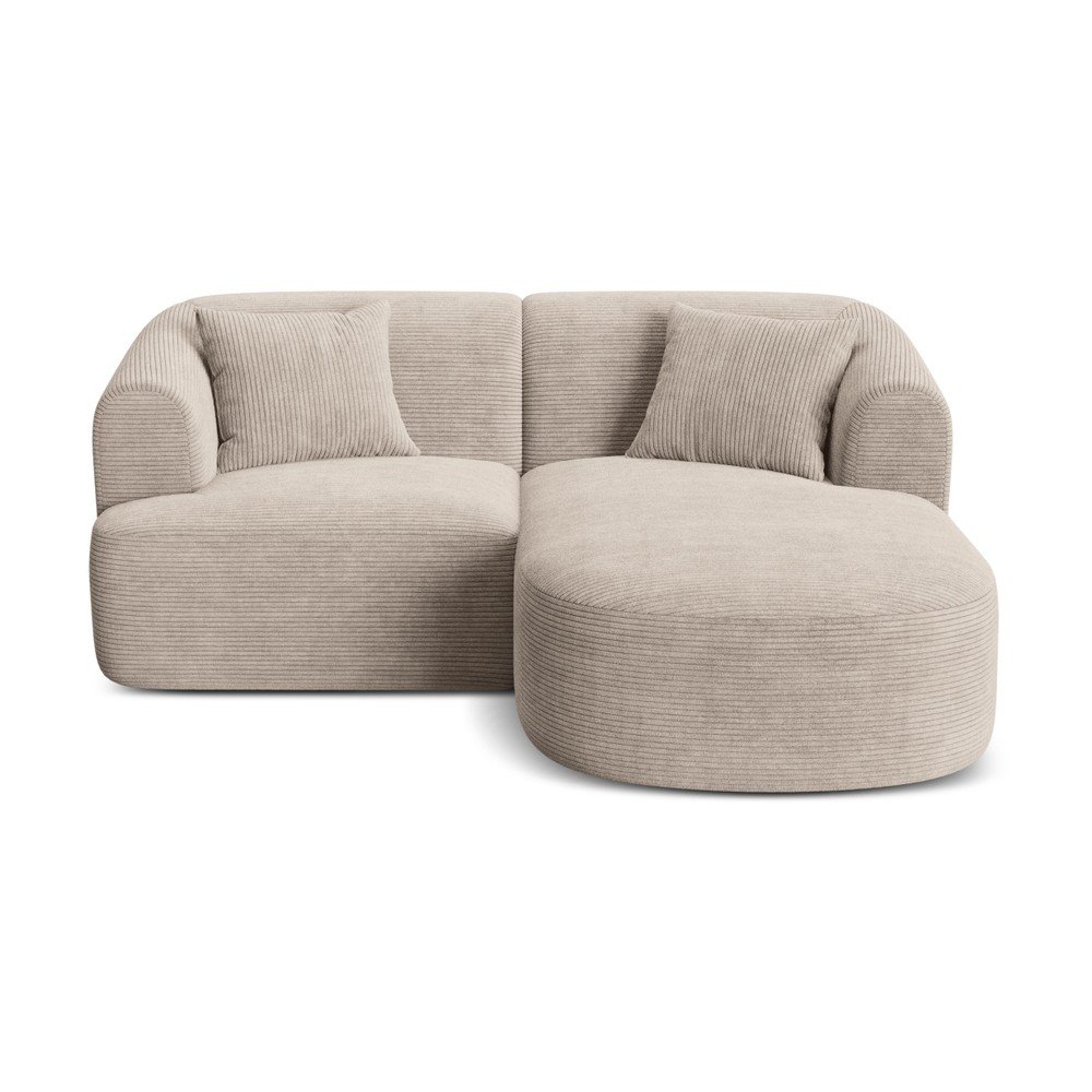 Világosbarna kordbársony sarokkanapé (jobb oldali-heverő résszel) Campi – Cosmopolitan Design