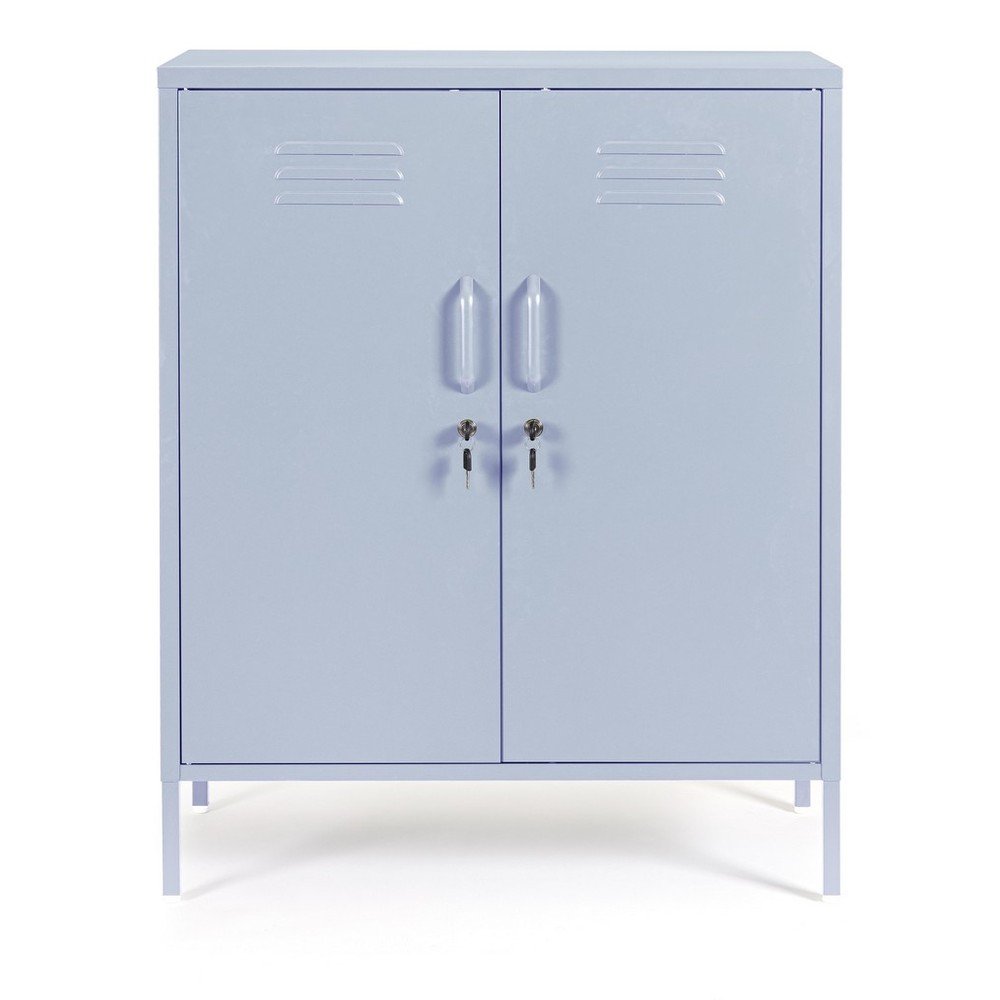 Világoskék fém zárható szekrény 80x101