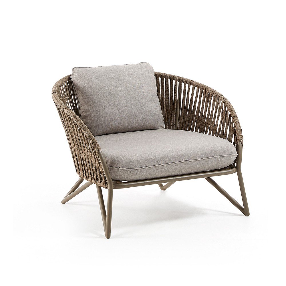 Világosszürke-barna fém kerti fotel Branzie – Kave Home