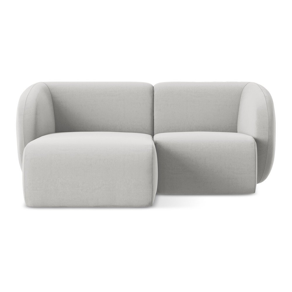 Világosszürke bársony sarokkanapé (bal oldali-heverő résszel) Lani – Makamii